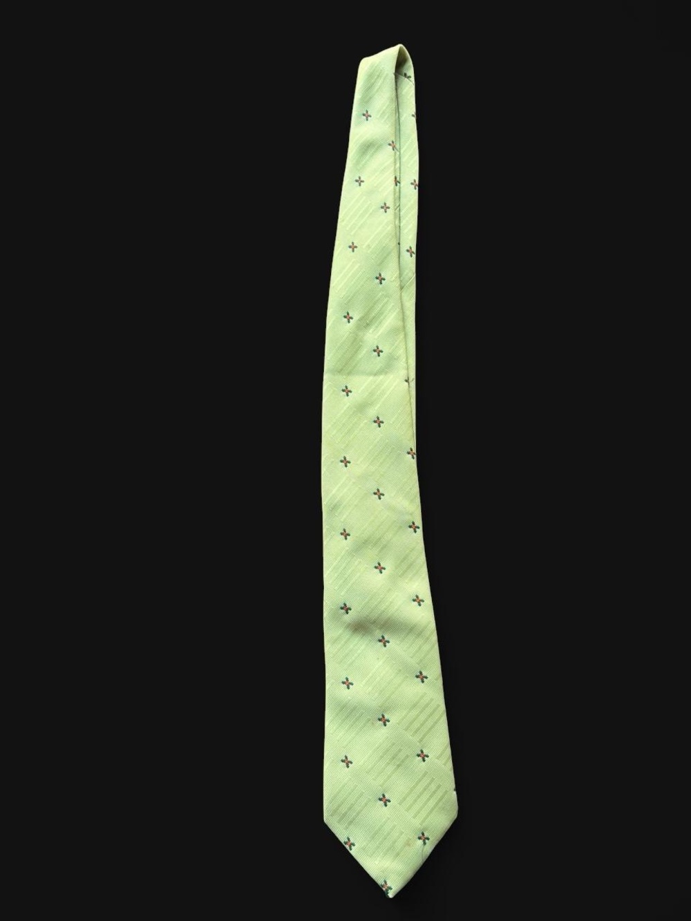 ✨Vintage Green polyester tie with small black cross patterns✨